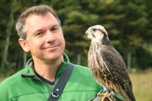 Chris Kratt with a Lanner Falcon